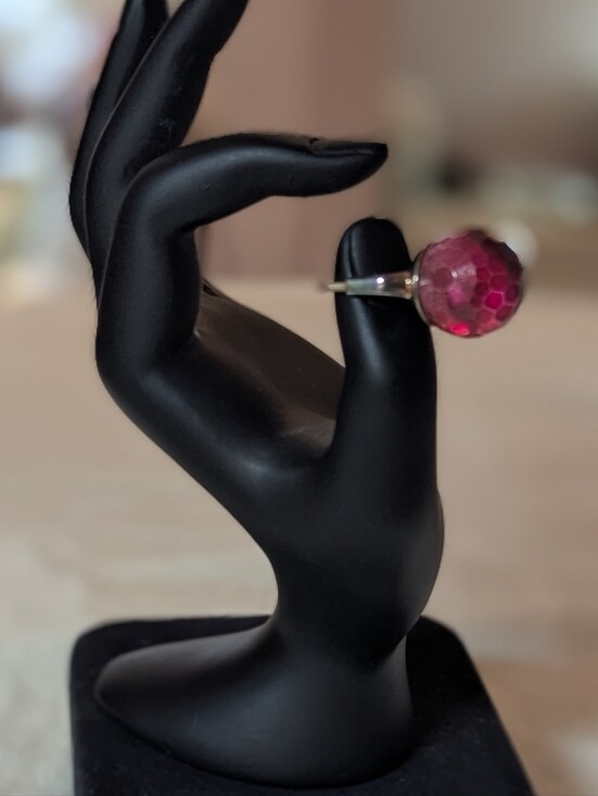 Betsey Johnson Jewelry - Betsey Johnson Ruby Red Faceted Glass Orb Statement Ring Vintage + FREE GIFT